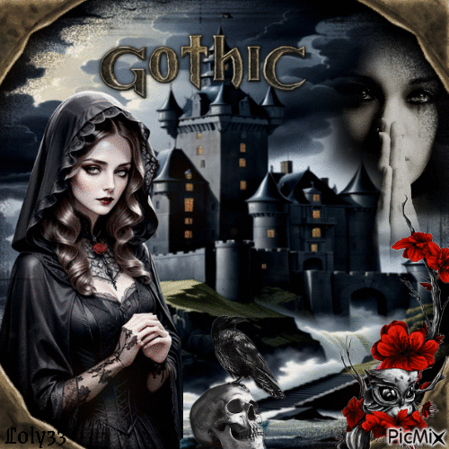 femme gothique - Бесплатный анимированный гифка