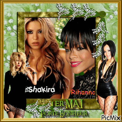 Joyeux 1er Mai Shakira & Rihanna - Gratis geanimeerde GIF