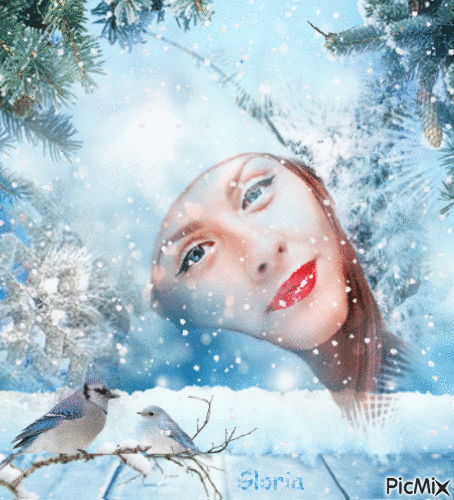 Winter woman - GIF animasi gratis