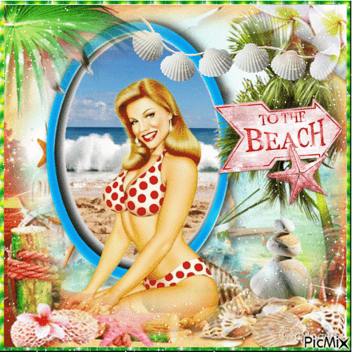 vintage beach pin up - Free animated GIF