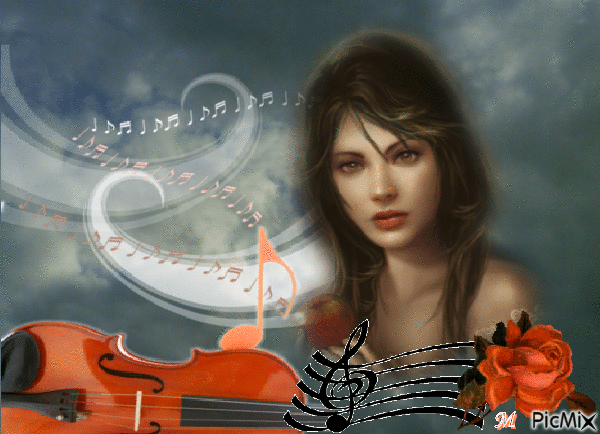 Femme au violon - Animovaný GIF zadarmo