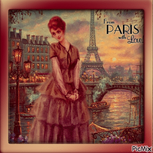 Vintage "From Paris, With Love" - ​​Brauntöne - Безплатен анимиран GIF
