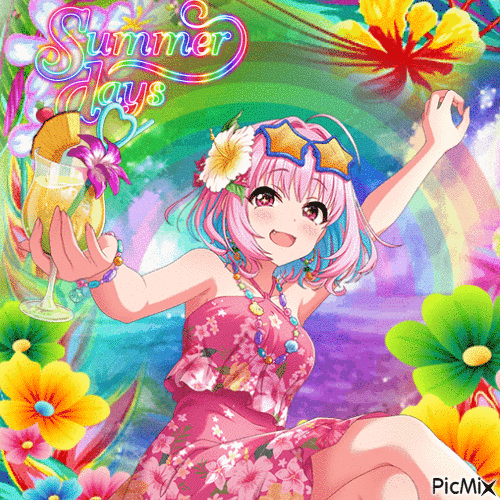 Rainbow Anime Summer Days - Gratis animeret GIF