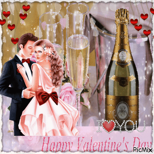 Champagner zum Valentinstag - Ingyenes animált GIF