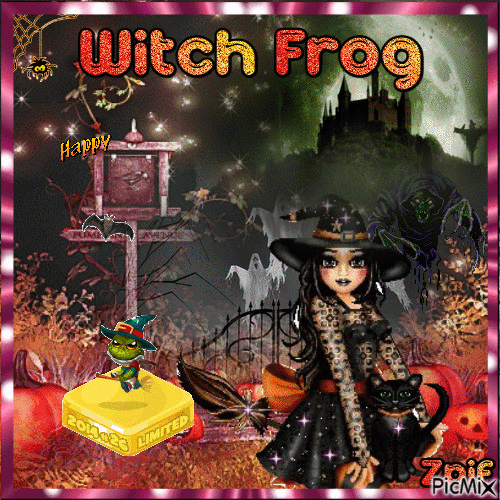 witch frog - GIF animé gratuit