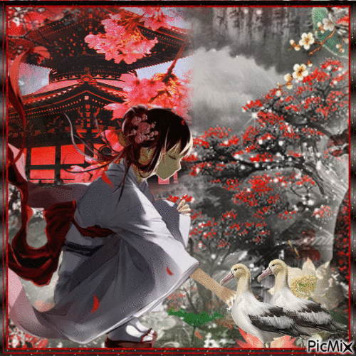 Concours : Art asiatique - Noir, blanc et rouge - Безплатен анимиран GIF