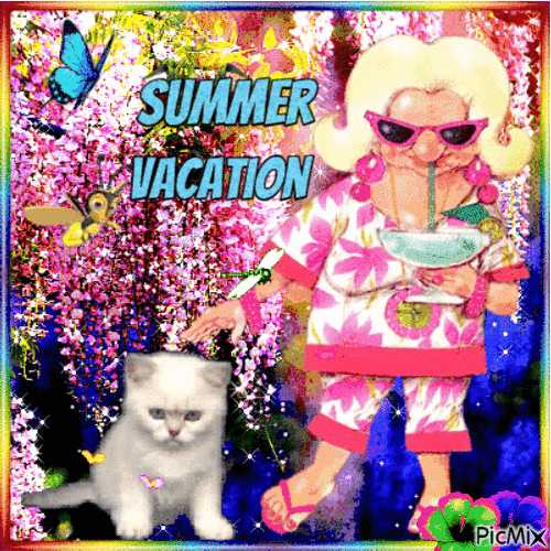 Hello, happy vacation - GIF animasi gratis