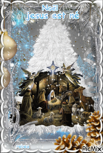 Noël jesus est né - GIF animado grátis