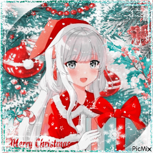Christmas - Anime Girl Santa - Free animated GIF