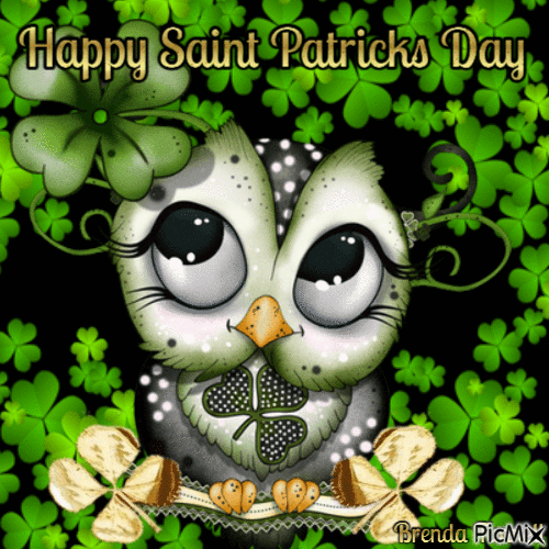 Snt. Patrick's day owl - Free animated GIF