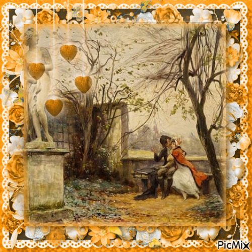 Couple amoureux dans un jardin - бесплатно png
