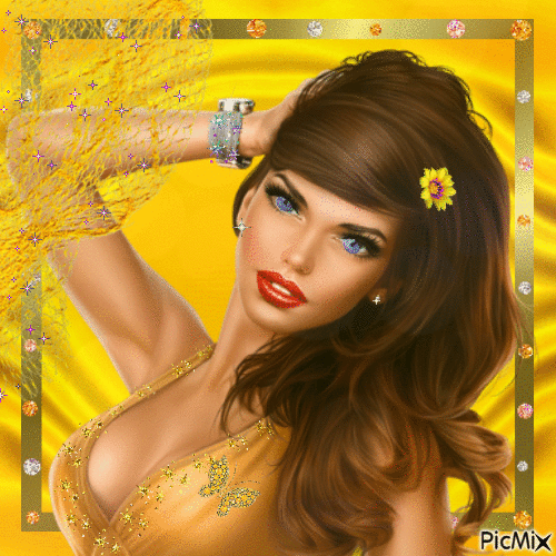 Девушка на  жёлтом. - Free animated GIF