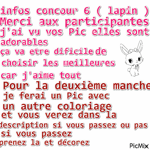 INFOS du concour 6 ( lapin ) - 無料のアニメーション GIF