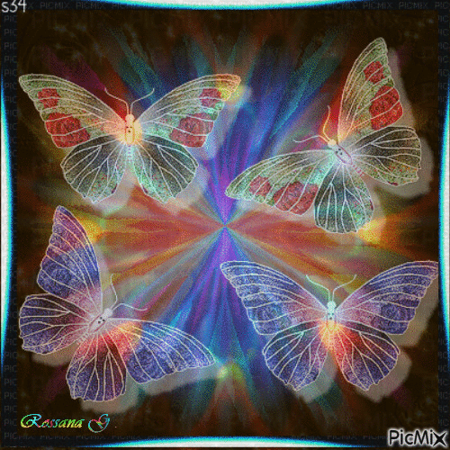 Papillons neon colors - Бесплатный анимированный гифка