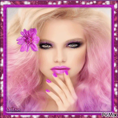 portrait in purple and blond color - GIF animé gratuit