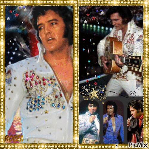 Elvis en spectacle trois photos - Darmowy animowany GIF