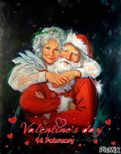 Santa and Mrs. Santa Valentines - GIF animé gratuit