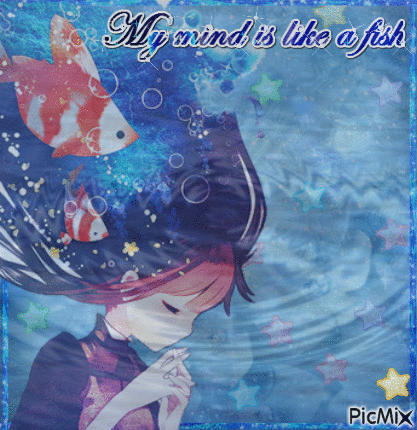 ♥Anime girl with fish♥ - 無料のアニメーション GIF