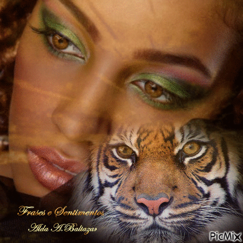 A Mulher e o Tigre - Darmowy animowany GIF