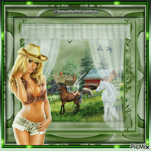 Country Gal And Ranch Home - Free animated GIF