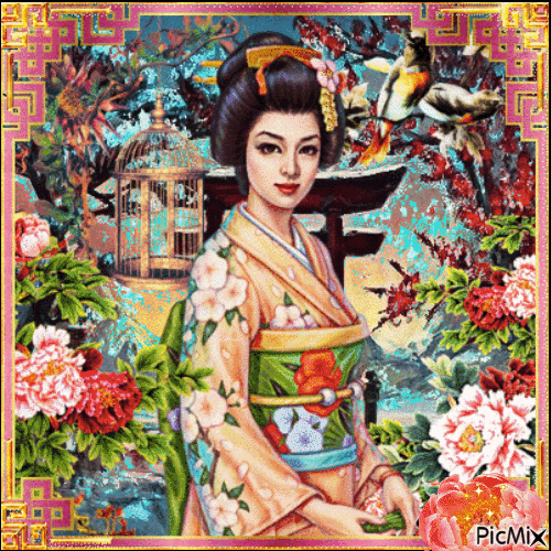 Portrait of a Geisha - Nemokamas animacinis gif
