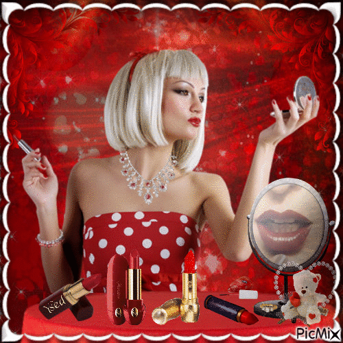 I love red lipstick - Бесплатный анимированный гифка