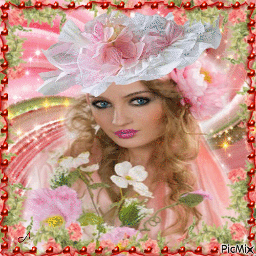 Woman in pink hat 💗 contest - GIF animate gratis
