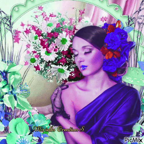 Woman  in  flowers - 免费动画 GIF