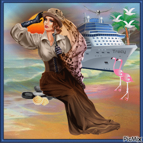 Vintage woman at the beach - Бесплатный анимированный гифка