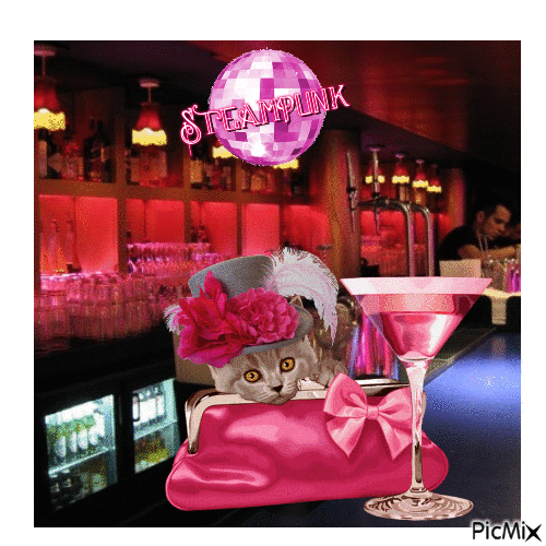 Pink Steampunk Bar - GIF animasi gratis