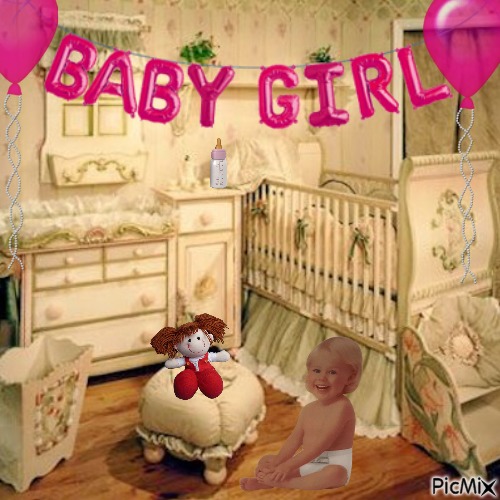 Baby girl in nursery - darmowe png