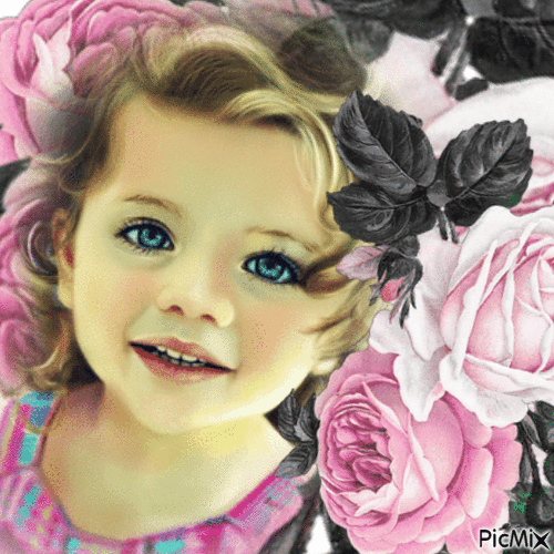 Portrait Petite fille - GIF animé gratuit
