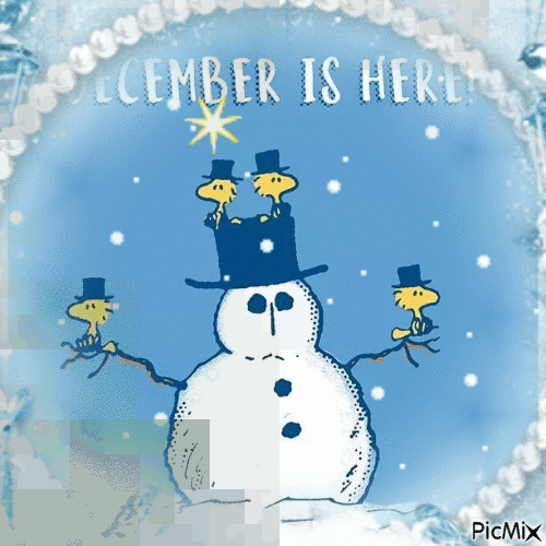 December is here   -  The Peanuts Gang.  🙂❄️☃️ - Free animated GIF