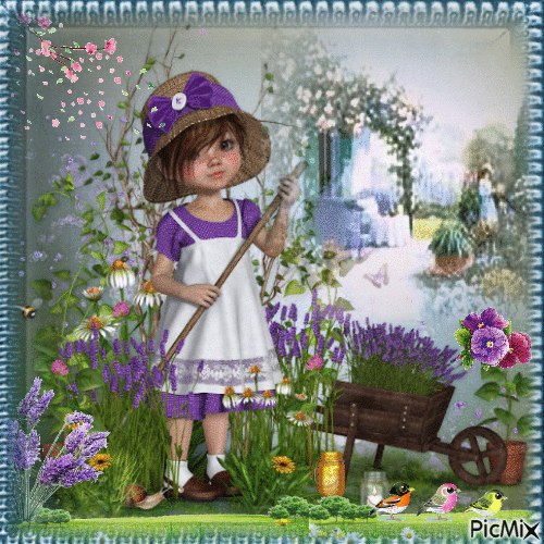 Jardim da menina lily - GIF animado grátis