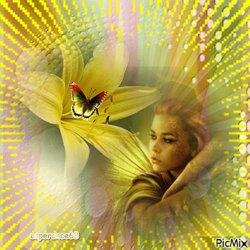 femme sur fond jaune - Δωρεάν κινούμενο GIF