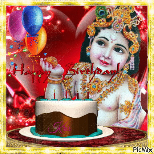 Joyeux anniversaire Krishna - Gratis geanimeerde GIF