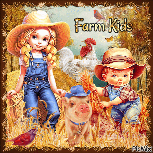 Farm Kids - Free animated GIF