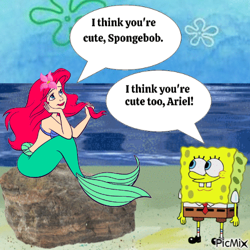 Ariel thinks Spongebob is cute (3) - my 2,305th PicMix - Zdarma animovaný GIF