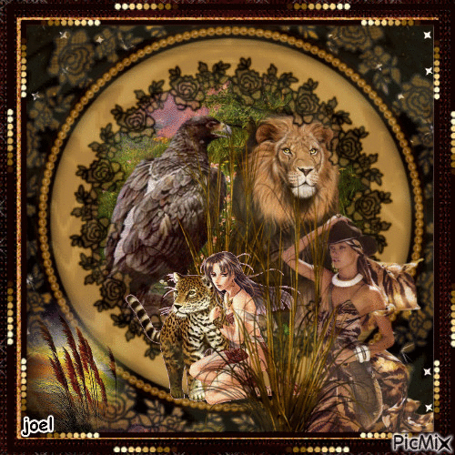 l aigle royal et le roi lion - GIF animado grátis