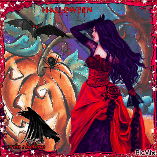 Halloween avec une femme gothique - Ingyenes animált GIF