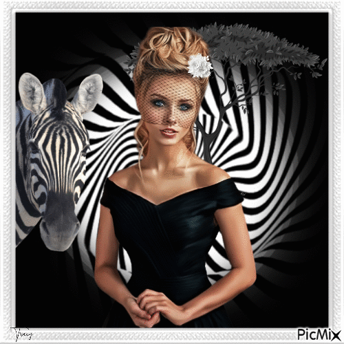 Woman and zebra - GIF animado gratis