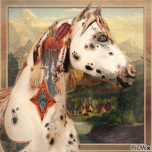 Pony der amerikanischen Ureinwohner - Бесплатный анимированный гифка