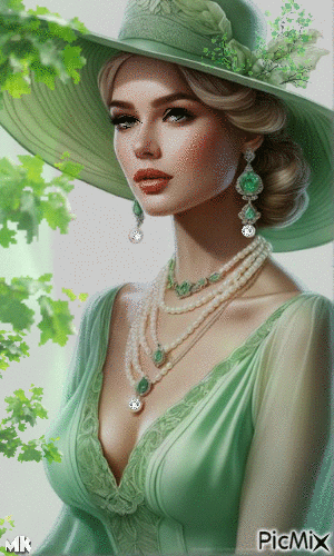 Mujer en verde - Besplatni animirani GIF