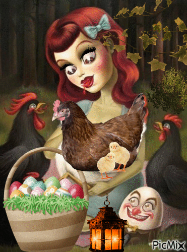 Huevos y gallinas - GIF animado grátis