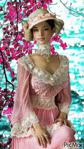lady in pink - GIF animé gratuit