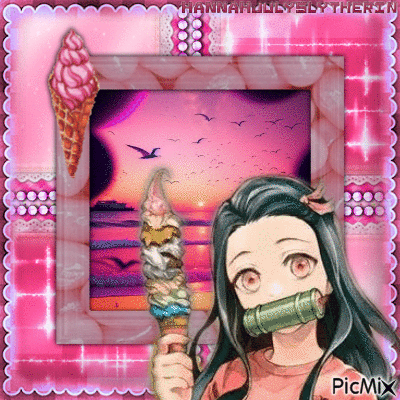 {♠}Nezuko & Ice Cream{♠} - Gratis geanimeerde GIF