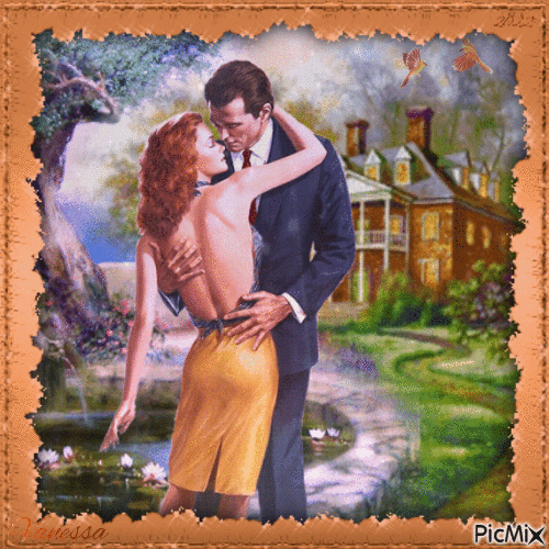 Couple dans un Jardin Vintage... - Ingyenes animált GIF
