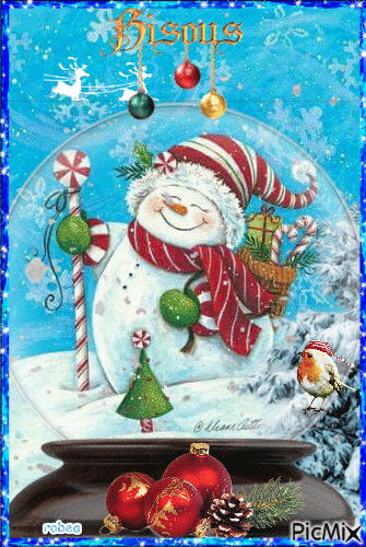 Bonhomme de neige avec un grand sourire - GIF animé gratuit
