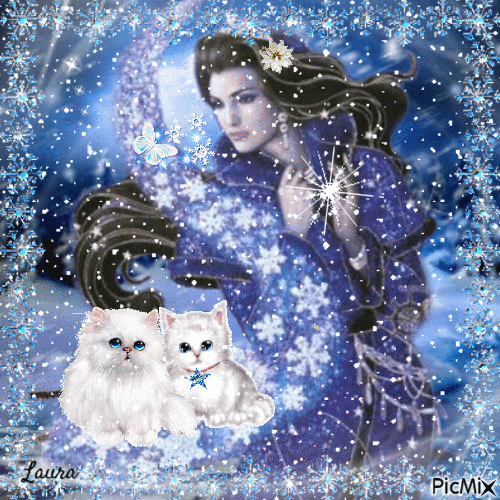 Donna con gatti bianchi Christmas - Laura
