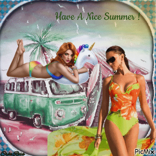Concours  : Filles d'été qui nous souhaitent un bel été - Δωρεάν κινούμενο GIF